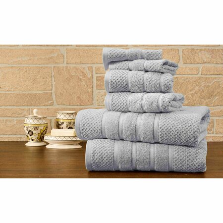 BIBB HOME 6 Piece Egyptian Cotton Towel Set - Popcorn Seal Grey 6PCTOWPOPSLGR